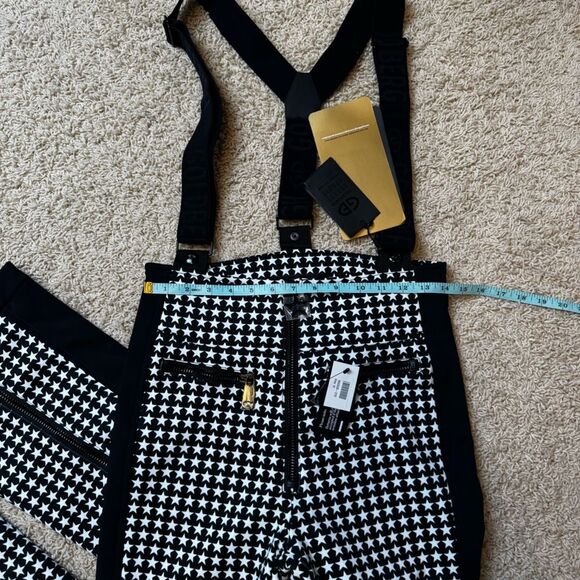 GOLDBERGH WOMEN'S HIGH END SALOPETTE SKI PANTS BIB STARSKI BLACK WHITE NWT US 10 - Picture 3 of 5